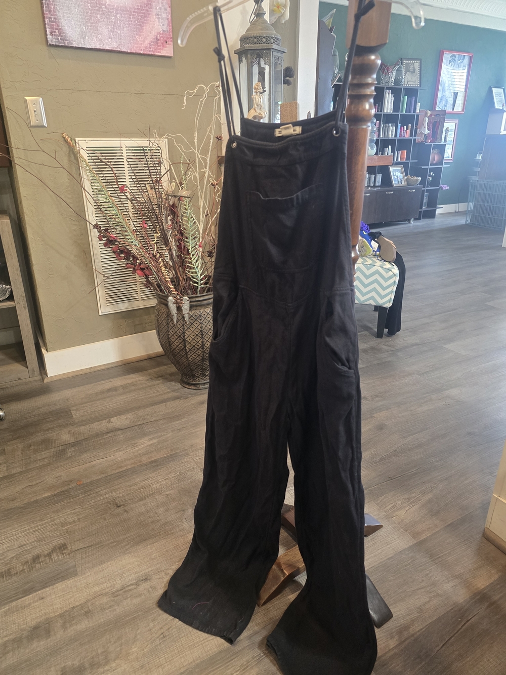Black Wide-Leg Overalls Jumpsuit